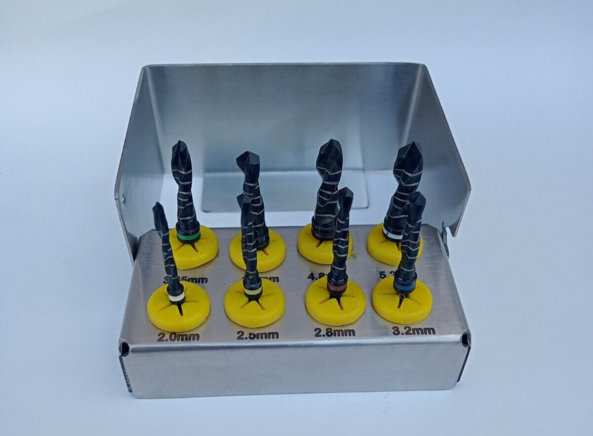 Black Titanium Implant Drill Set 8Pcs – CE Certified Tools for Training