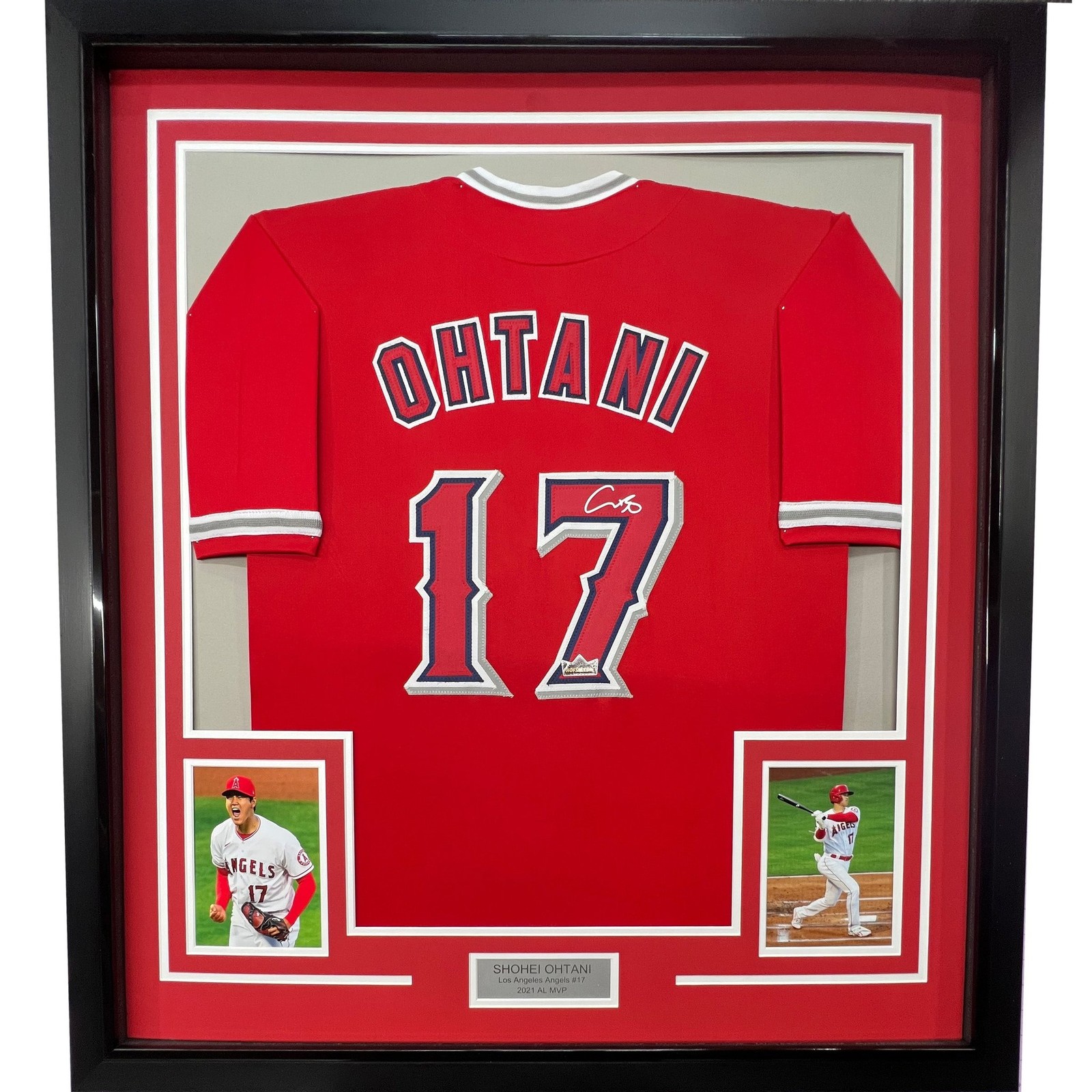 Framed Facsimile Autographed Shohei Ohtani 35x39 Red Jersey Framed Facsimile Autographed Shohei Ohtani 35x39 Red Jersey