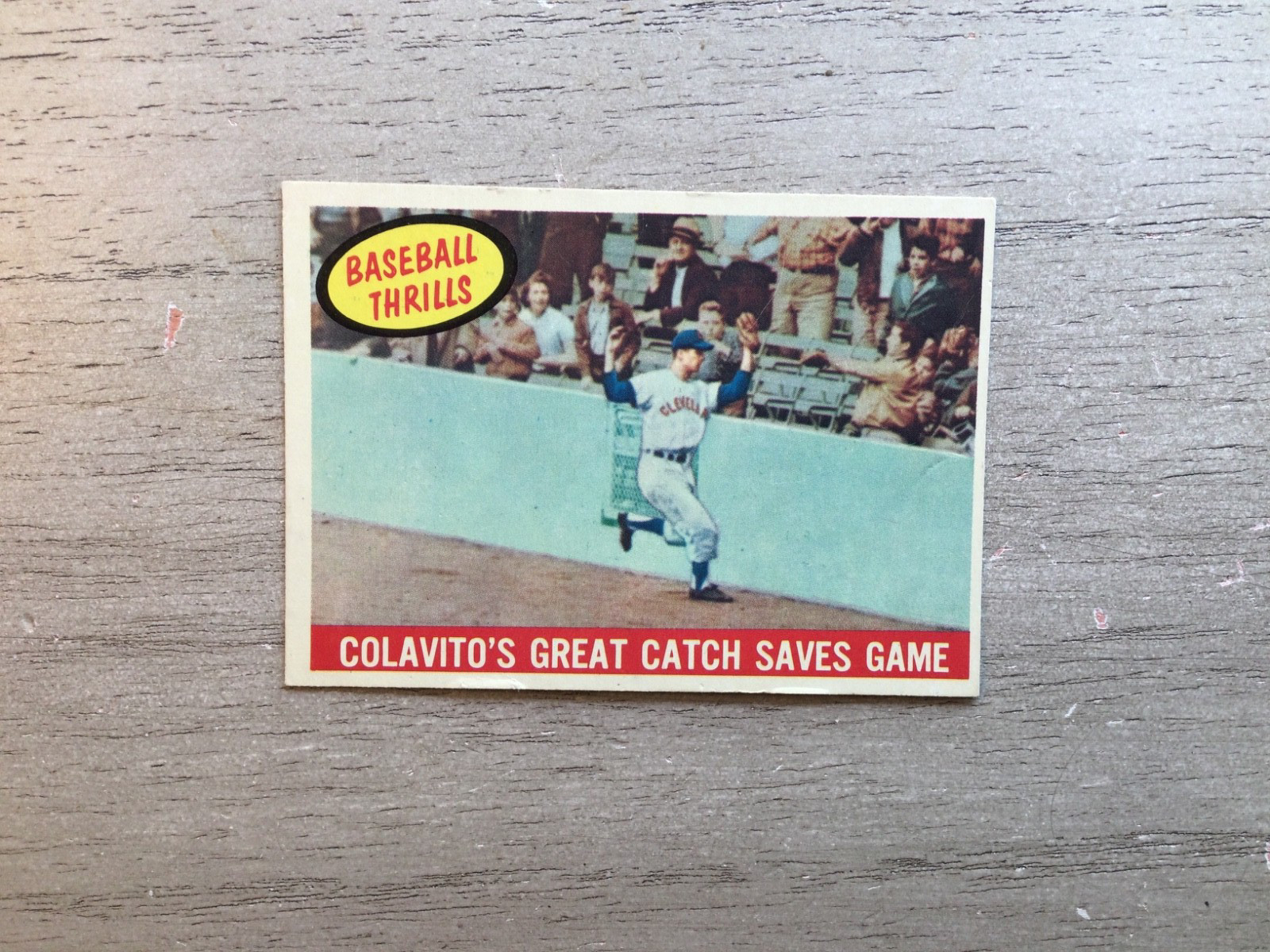 1959 Topps Baseball Thrills #462 Colavito Great Catch VG+ 1959 Topps Baseball Thrills #462 Colavito Great Catch VG+