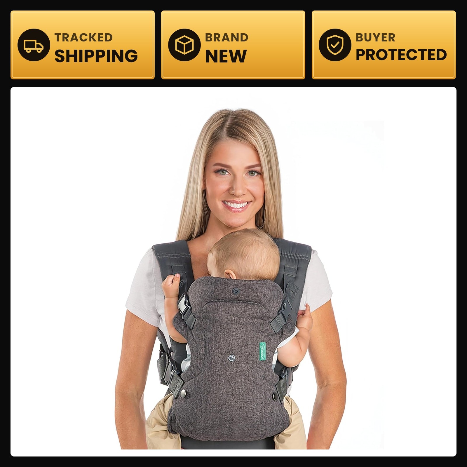 Infantino Flip 4-in-1 Baby Carrier Convertible Ergonomic, Gray