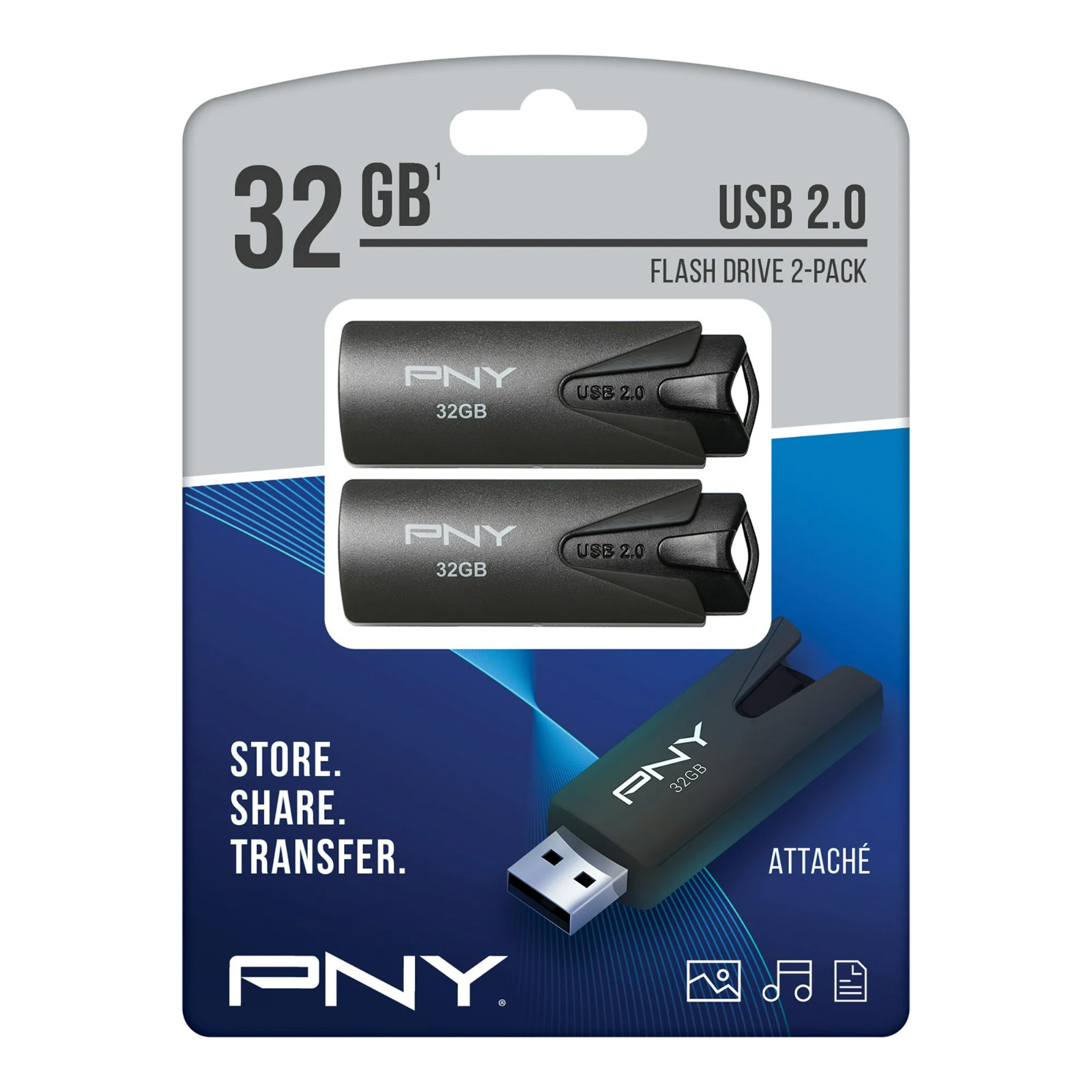 PNY 32GB Attaché USB 2.0 Flash Drive 2-Pack (BRAND NEW & FACTORY SEALED) PNY 32GB Attaché USB 2.0 Flash Drive 2-Pack (BRAND NEW & FACTORY SEALED)