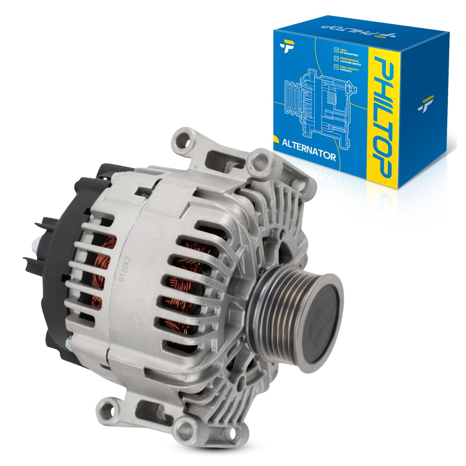 PHILTOP Alternator Compatible with 2009-2017 , 2007-2014, 2008-2014 GTI, Pulley PHILTOP Alternator Compatible with 2009-2017 , 2007-2014, 2008-2014 GTI, Pulley