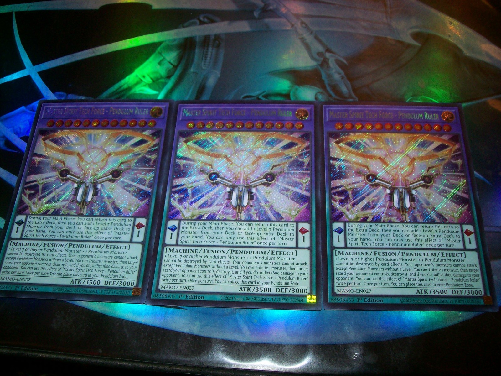 3x Master Spirit Tech Force - Pendulum Ruler 1st Edition Secret Rare MAMO-EN027 3x Master Spirit Tech Force - Pendulum Ruler 1st Edition Secret Rare MAMO-EN027