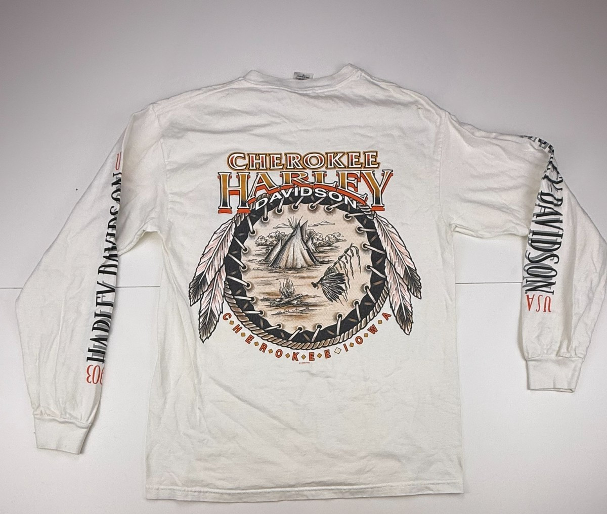 Vintage 2000 Harley-Davidson Cherokee Iowa Men\'s Long Sleeve T-Shirt – Size Med