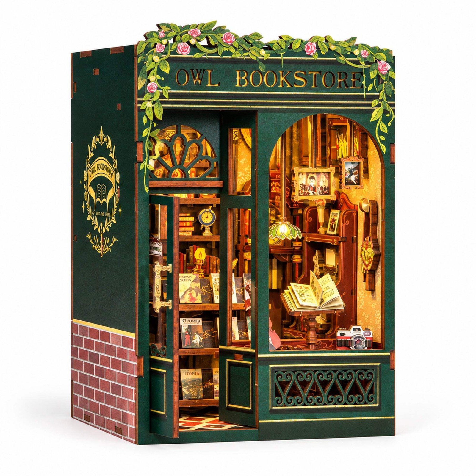 Owl Bookstore DIY Book Nook Kit with LED Light