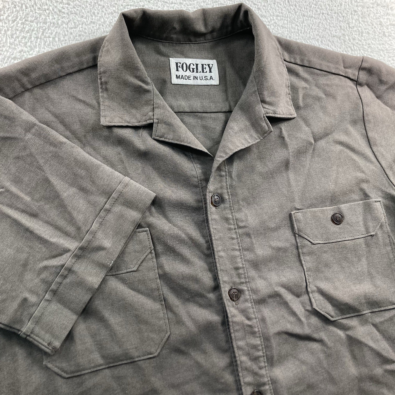 Vintage AA Fogley Cuban Guayabera Camp Shirt Mens XL Brown Button Made in USA Vintage AA Fogley Cuban Guayabera Camp Shirt Mens XL Brown Button Made in USA