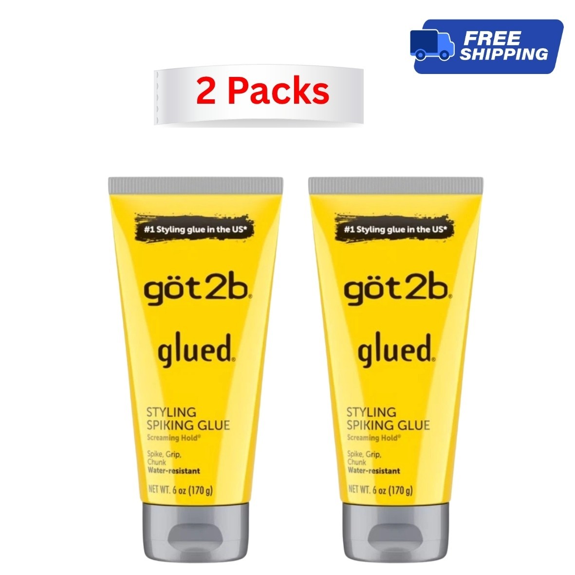 got2b Glued Styling Spiking Hair Gel, Water-Resistant, Bold, 6 oz Pack of 2 got2b Glued Styling Spiking Hair Gel, Water-Resistant, Bold, 6 oz Pack of 2