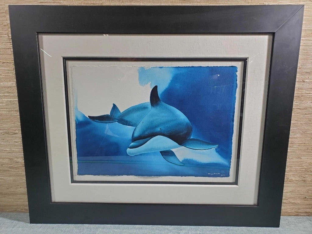 Robert Wyland ORIGINAL Watercolor PROVENANCE Dolphin Painting Signed Framed Art