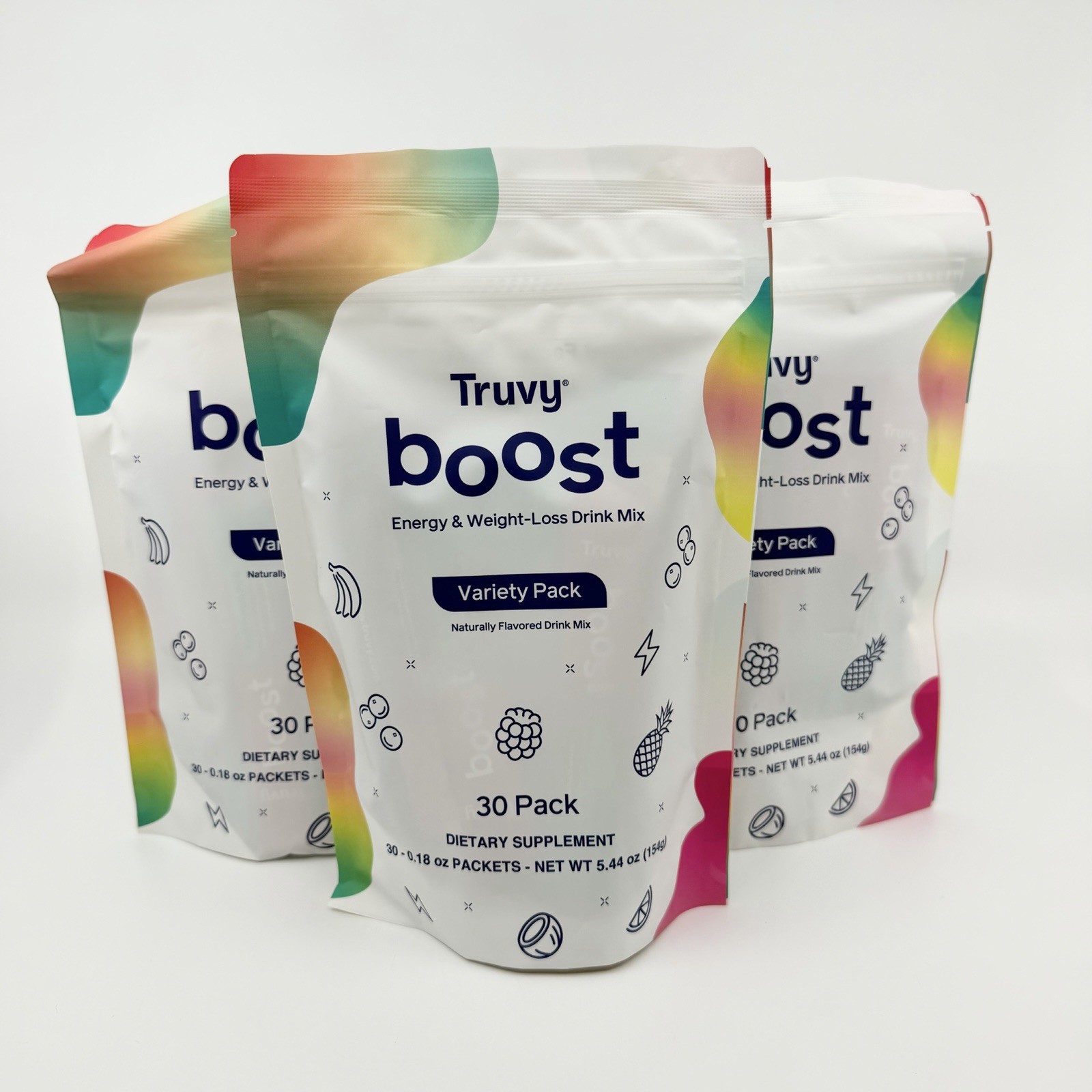 3 PACK Truvy Boost Energy & Weight Loss Drink Mix 90 Packets Variety Pack - NEW 3 PACK Truvy Boost Energy & Weight Loss Drink Mix 90 Packets Variety Pack - NEW