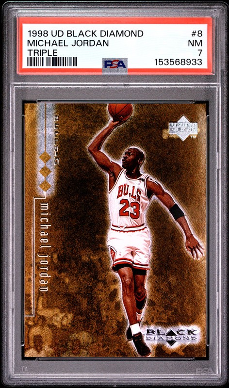 MICHAEL JORDAN 1998 UD BLACK DIAMOND TRIPLE DIAMOND GOLD /1500 PSA 7 POP 30 JG