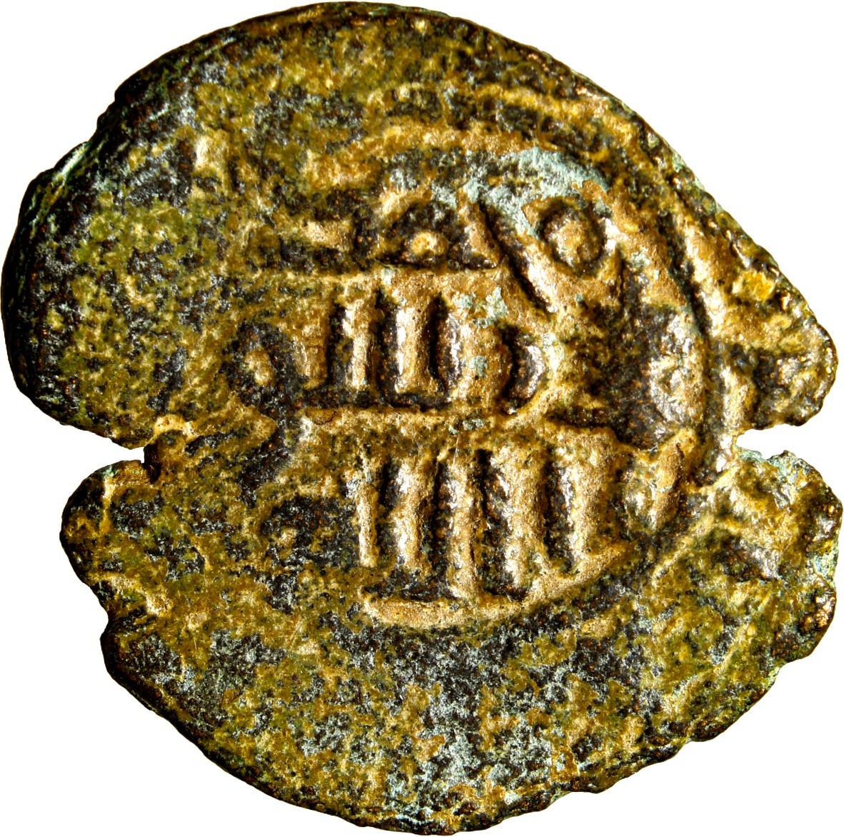 Umayyad Caliphate, Bronze coinage Fals (22mm, 4.95 g, 9h). Tree Palestine Ramla Umayyad Caliphate, Bronze coinage Fals (22mm, 4.95 g, 9h). Tree Palestine Ramla
