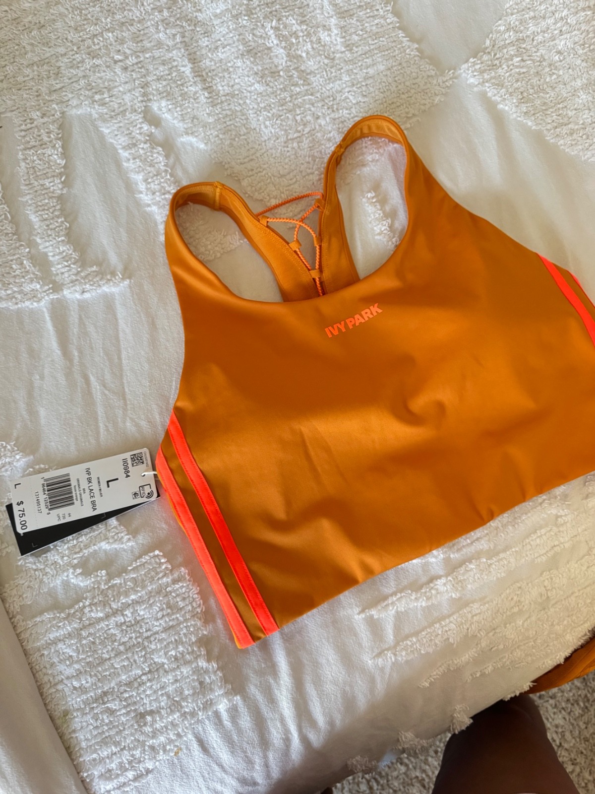 adidas x IVY PARK Orange Lace-Up Sport Bra sz Large adidas x IVY PARK Orange Lace-Up Sport Bra sz Large
