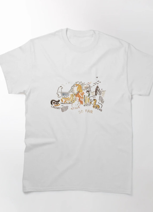 Vintage Folk Rock Inspired Graphic T Shirt Retro Music Art Tee Unisex Gildan 500