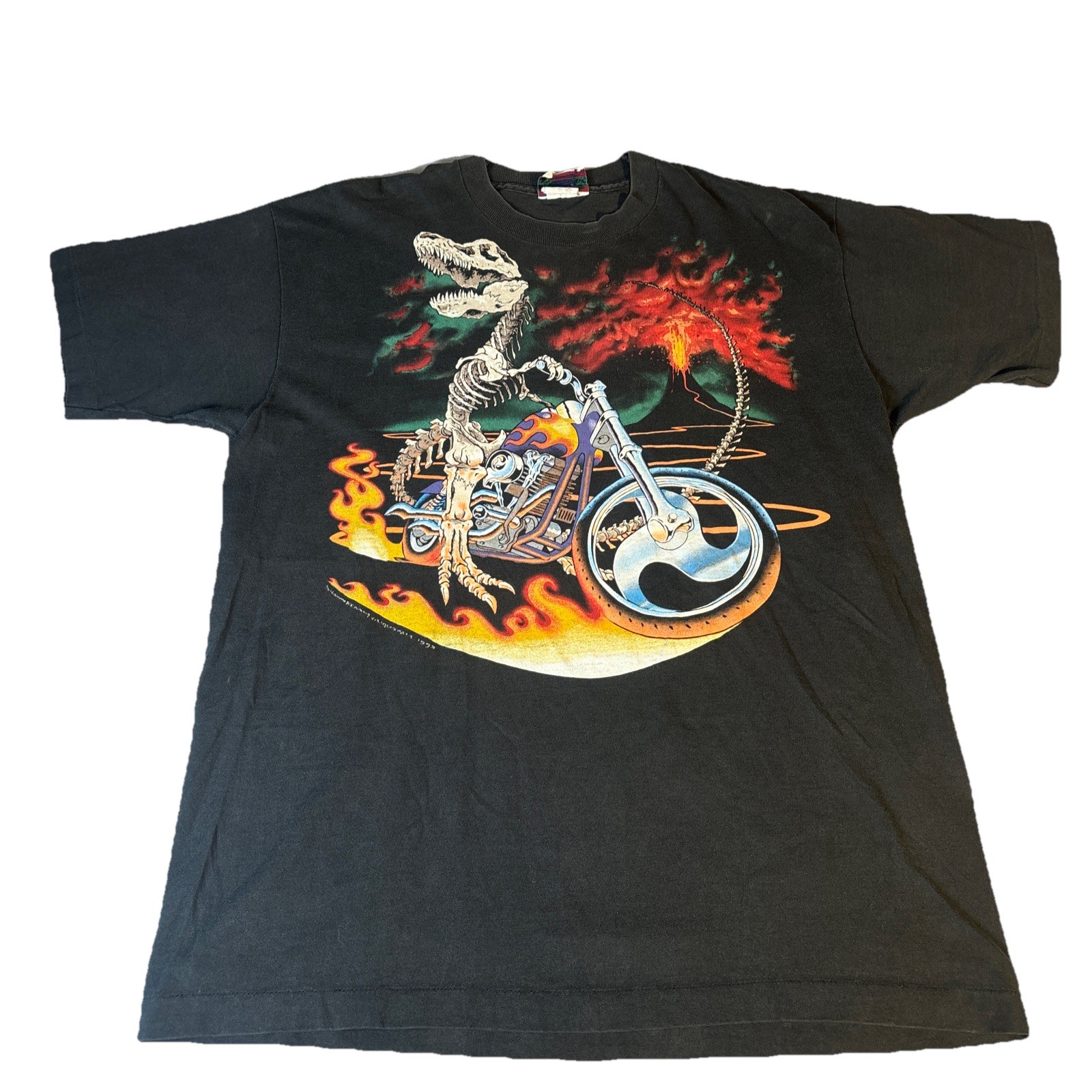 Vtg 90s Liquid Blue Shirt Bad To The Bone T-Rex Riding a Motorcycle Large Tee Vtg 90s Liquid Blue Shirt Bad To The Bone T-Rex Riding a Motorcycle Large Tee