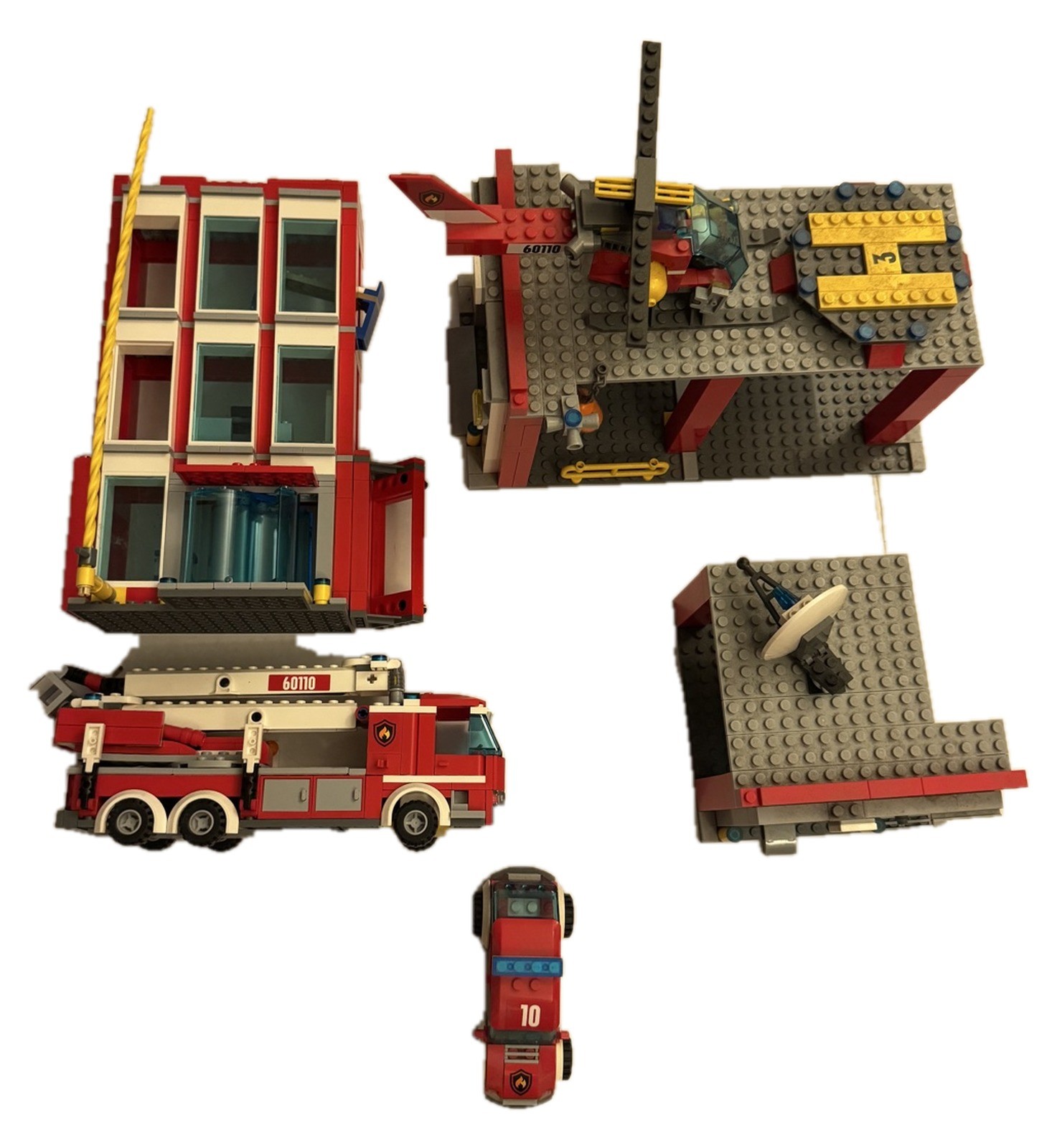 LEGO 60110 Fire Station - Incomplete As-Is w/ Minifigures Truck Helicopter