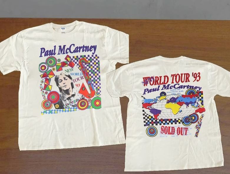 Vintage 1993 Paul McCartney New World Tour Hollywood Bowl T-Shirt Vintage 1993 Paul McCartney New World Tour Hollywood Bowl T-Shirt