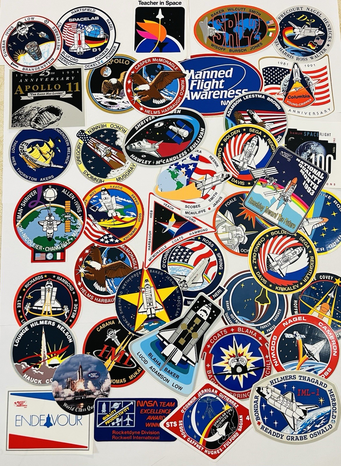 Vintage NASA STS Space Shuttle Mission Patch Stickers Lot 40 Apollo Endeavour