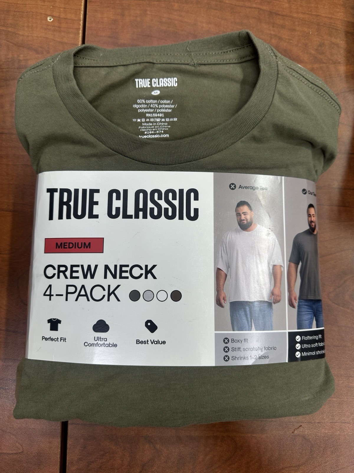 True Classic 4 Pack Crew Neck Shirts Short Sleeve Size M Grey/White/Dessert/Gree True Classic 4 Pack Crew Neck Shirts Short Sleeve Size M Grey/White/Dessert/Gree