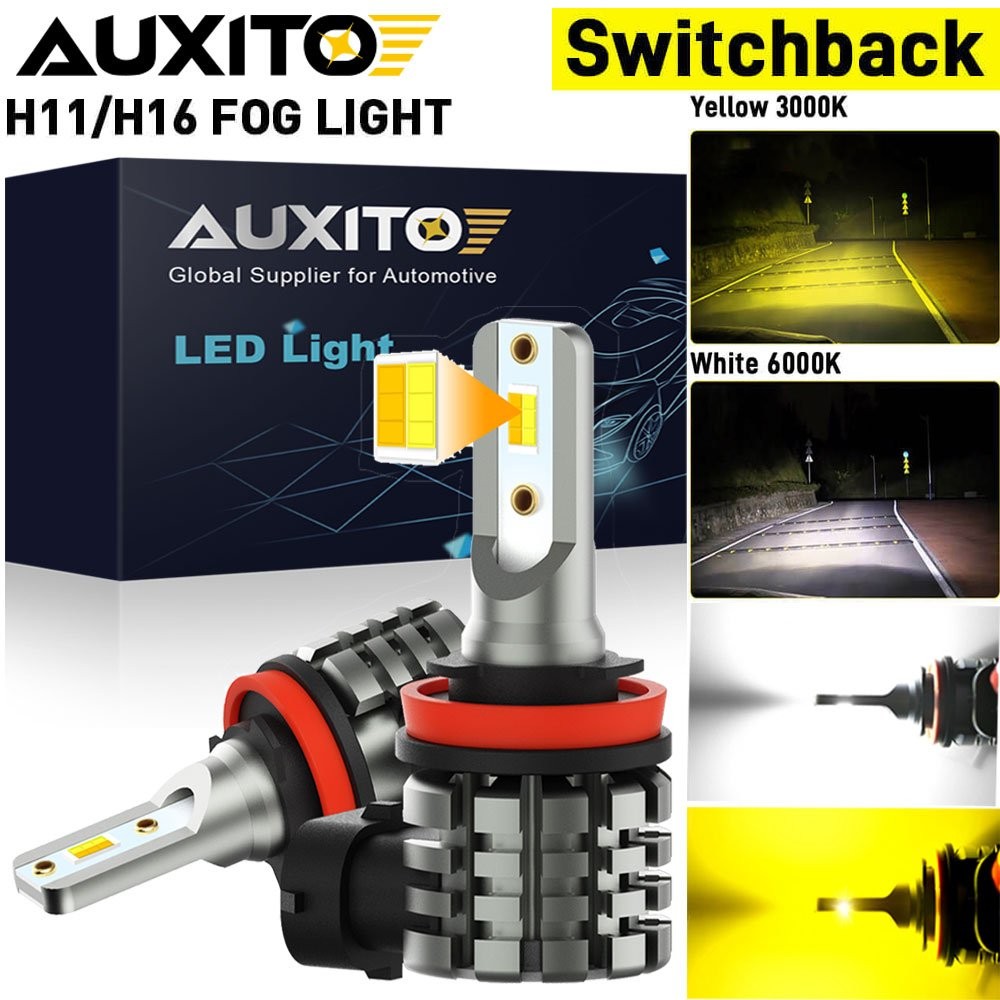 AUXITO Switchback H11 H16 H8 LED Fog Light Bulbs Dual Color 3K Yellow 6K White