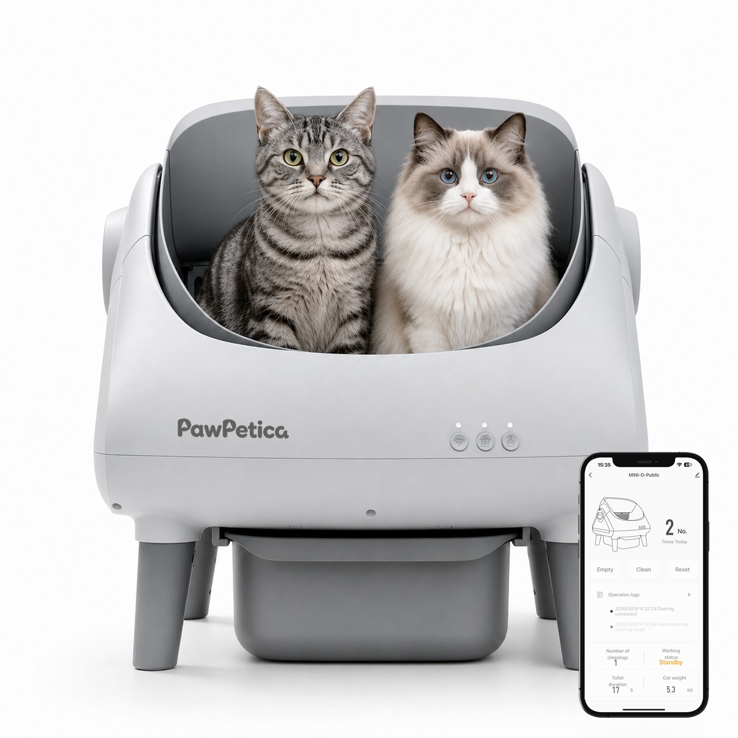 PawPetica Self Cleaning Litter Box,Open Top Automatic Litter Box Large 10.5L Bin PawPetica Self Cleaning Litter Box,Open Top Automatic Litter Box Large 10.5L Bin