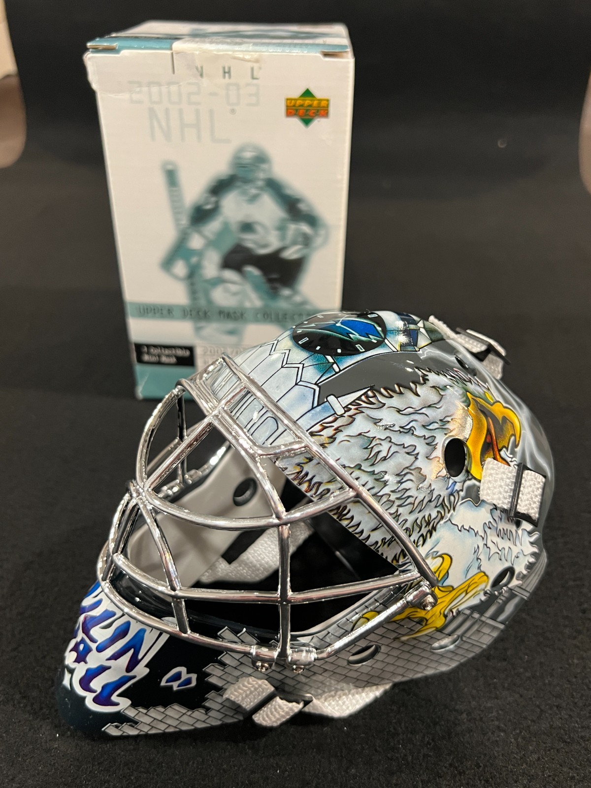 2002-03 UD Mask Collection Tampa Bay Lightening Mini Mask #NK Nikolai Khabibulin 2002-03 UD Mask Collection Tampa Bay Lightening Mini Mask #NK Nikolai Khabibulin