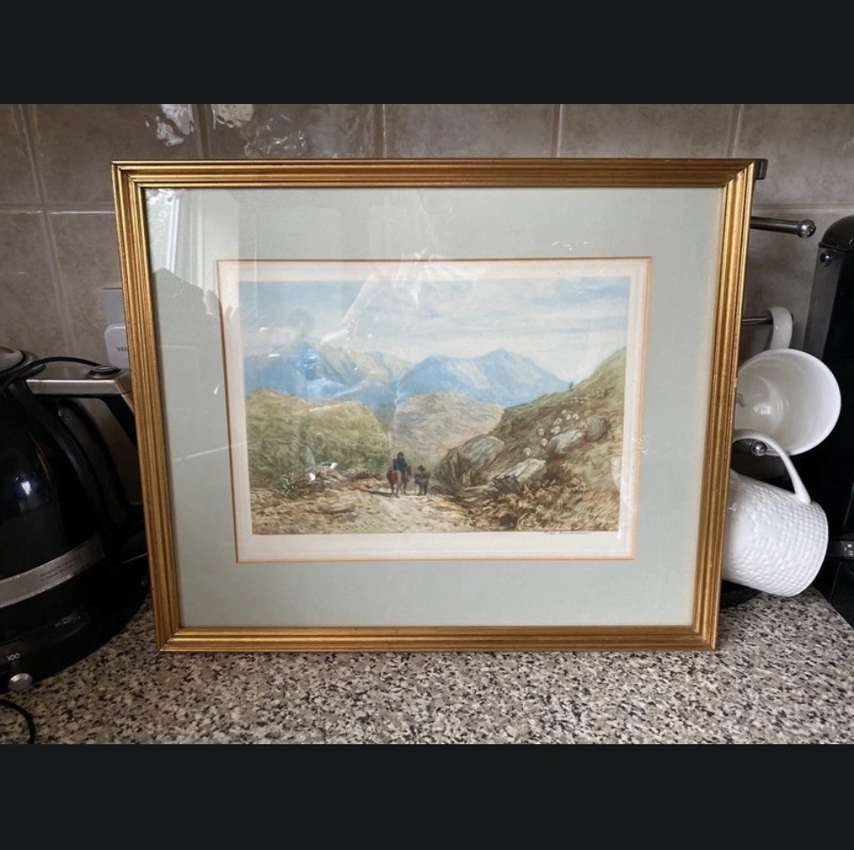 Large Antique Framed Print The Road to the Mountains By David Cox Will Henderson