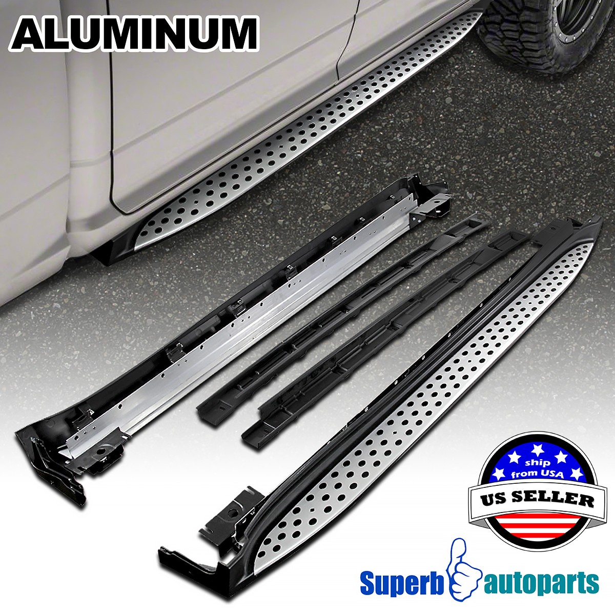 Fits 2007-2012 Mercedes Benz X164 GL 350 450 Nerf Side Step Bar Running Board Fits 2007-2012 Mercedes Benz X164 GL 350 450 Nerf Side Step Bar Running Board