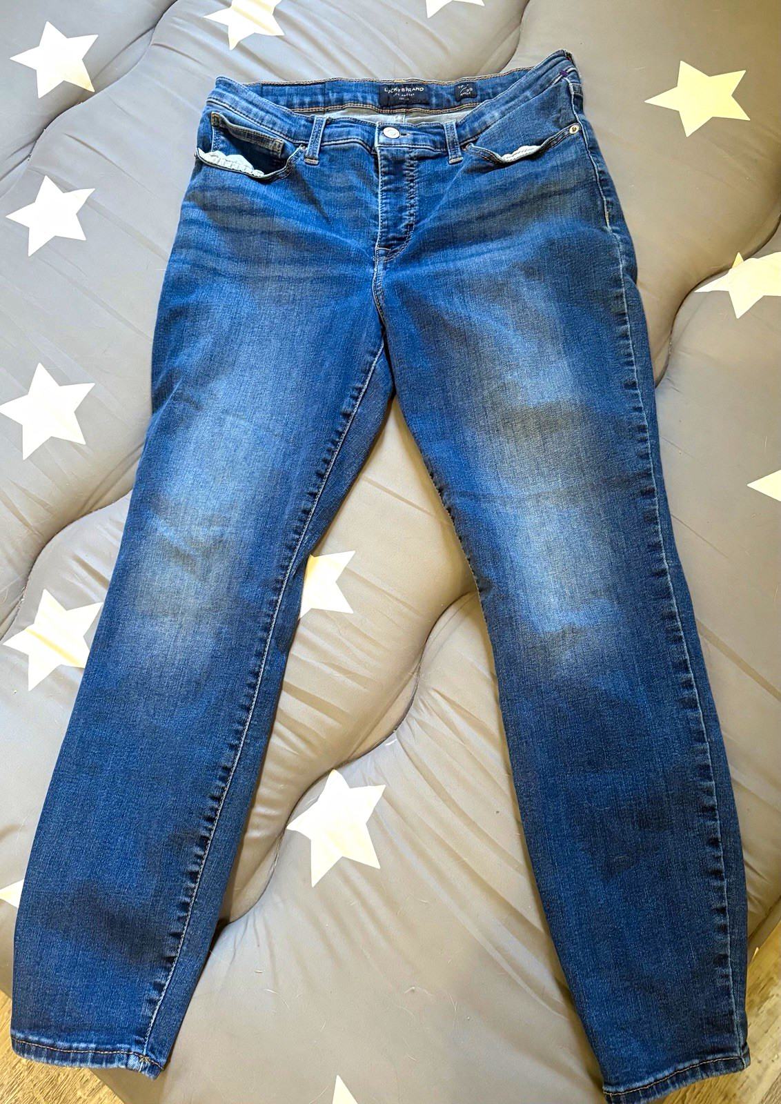 Lucky Brand Women\'s Blue Medium Wash Denim Ankle Jeans 5-Pocket Button Zip Lucky Brand Women\'s Blue Medium Wash Denim Ankle Jeans 5-Pocket Button Zip