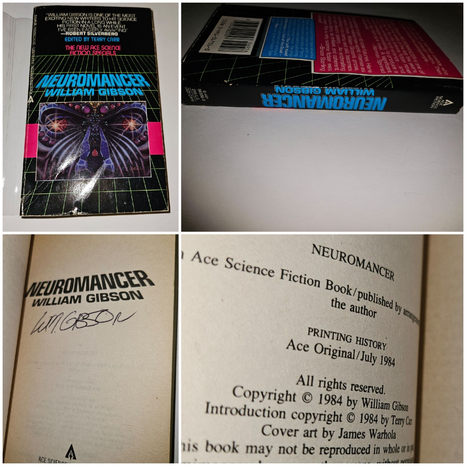 SIGNED NEUROMANCER 1ST PRINTING PAPERBACK ORIGINAL ACE  1984 WILLIAM GIBSON Hugo