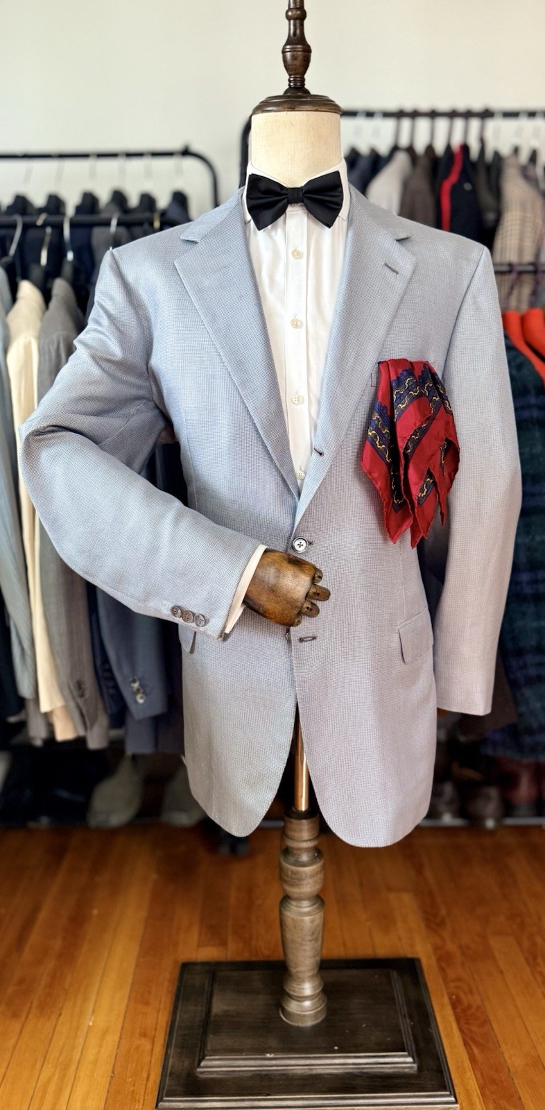 LNWOT STUNNING Light Blue Squares 100% Silk Brioni Sport Coat 46L US/56L IT