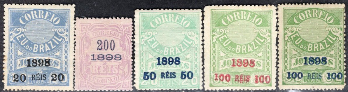 BRAZIL 1898 STAMP Sc. # 136/9 INCLUDED 139a MH BRAZIL 1898 STAMP Sc. # 136/9 INCLUDED 139a MH