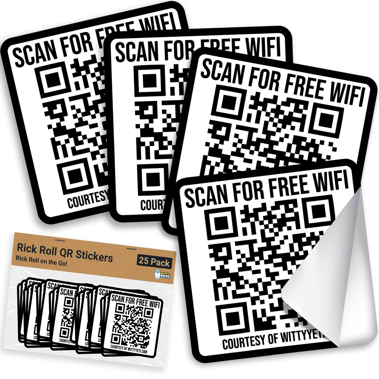 Witty Yeti 2x2 in. Fake Wifi Prank Ad-free QR Code Stickers, 25 Pack Witty Yeti 2x2 in. Fake Wifi Prank Ad-free QR Code Stickers, 25 Pack