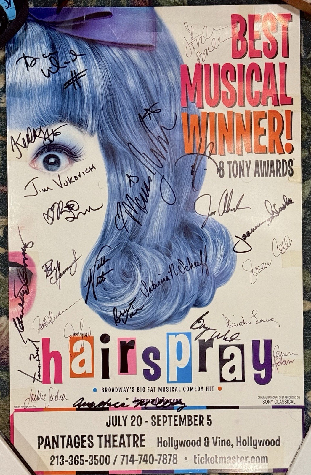 Hairspray 2003 Tour Poster signed by cast MARISSA WINOKUR Pantages Theatre LA 04