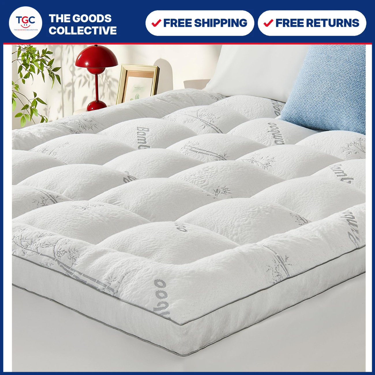 King Size Memory Foam Mattress Topper - Bamboo Viscose, Cooling & Comfort