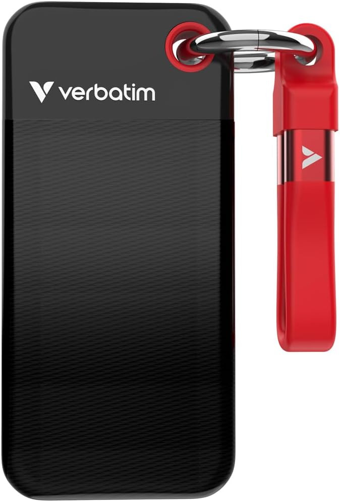 Verbatim Pocket SSD 128GB External SSD USB 3.2 Gen2 to 1000MB/s Black Red Verbatim Pocket SSD 128GB External SSD USB 3.2 Gen2 to 1000MB/s Black Red
