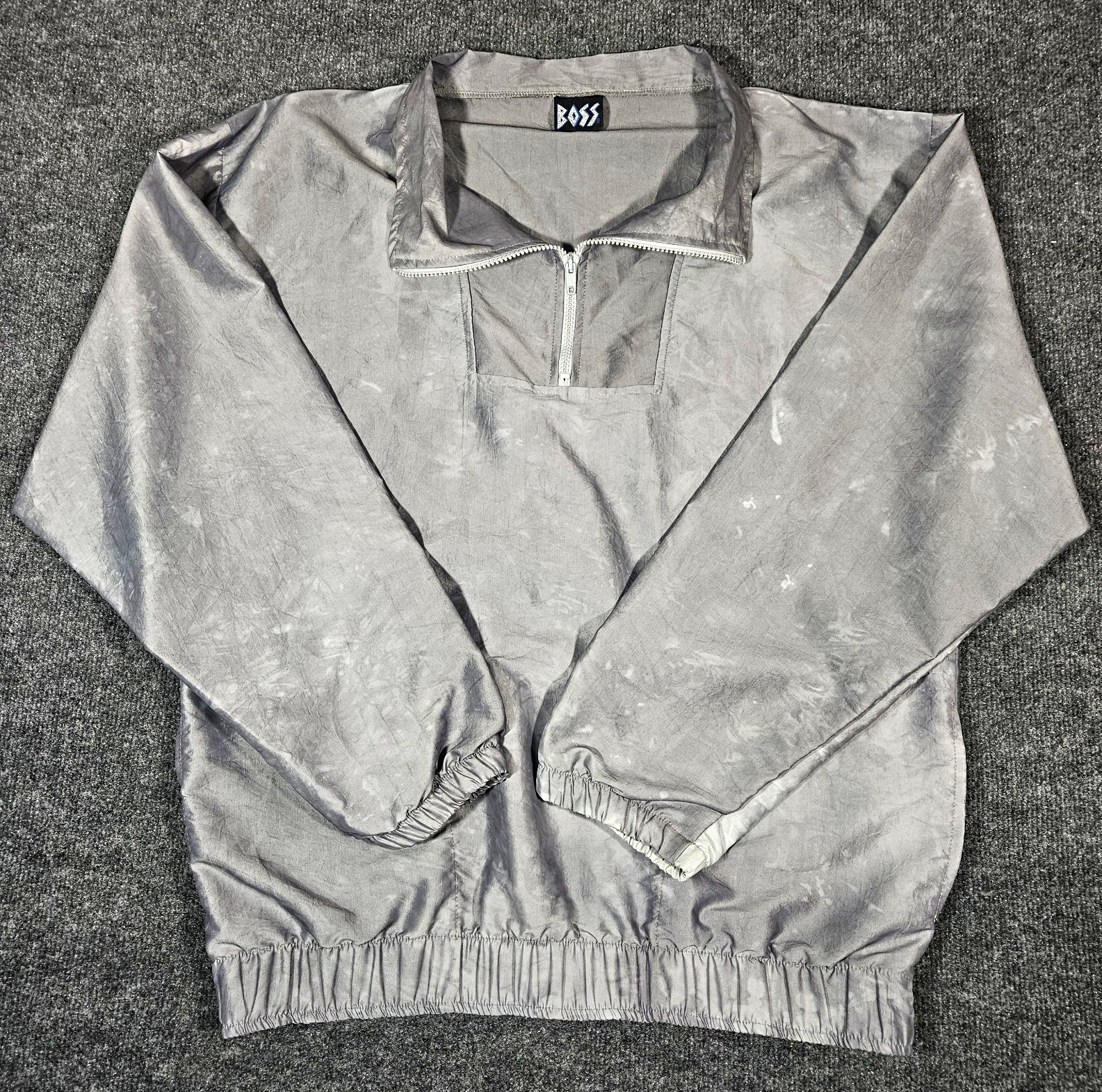 Rare Vintage 90s BOSS by I.G. Design Acid Wash Windbreaker Pullover XL Heavy Hip
