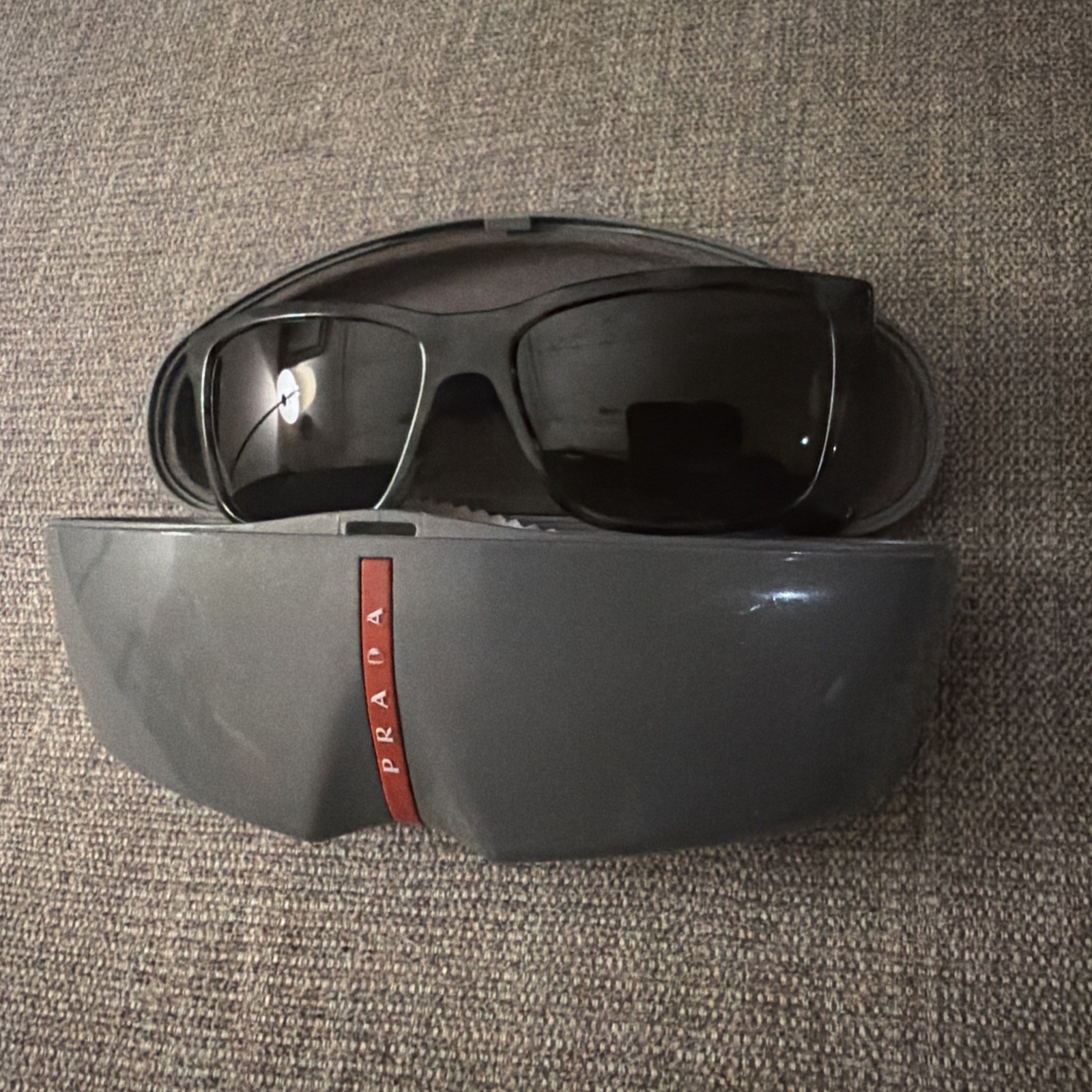PRADA Men\'s Sunglasses Black/Dark Grey SPR 19S 59017 PRADA Men\'s Sunglasses Black/Dark Grey SPR 19S 59017