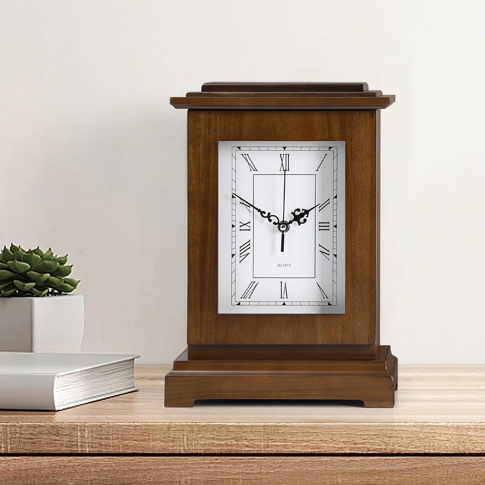 Brown Antique Tabletop Clock with Safe Hidden Storage Space Living Room Decor