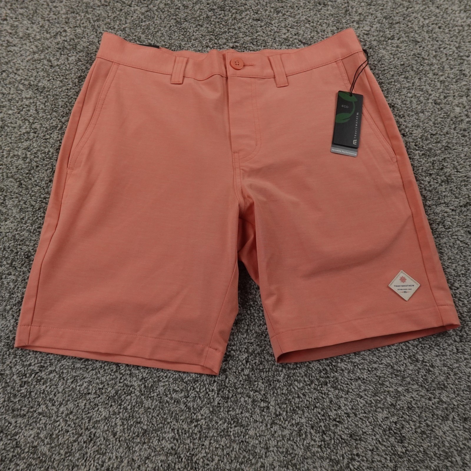 NEW Travis Mathew Shorts Mens 30 Orange Pink Chino Golf Performance Tech Stretch