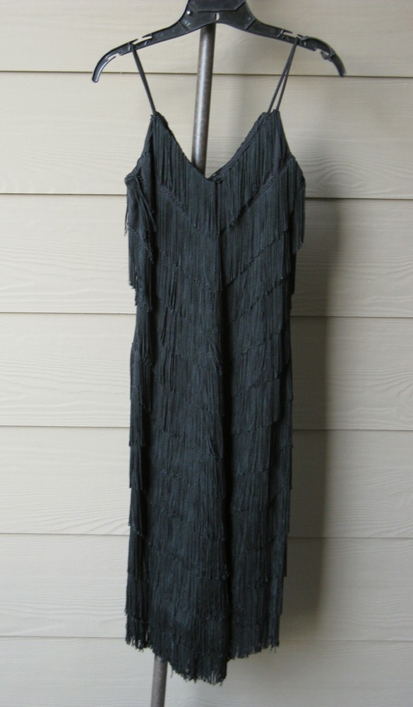 VINTAGE 80s Joy Stevens Black Tiered Fringe Flapper Gatsby Style Dress Size XS VINTAGE 80s Joy Stevens Black Tiered Fringe Flapper Gatsby Style Dress Size XS