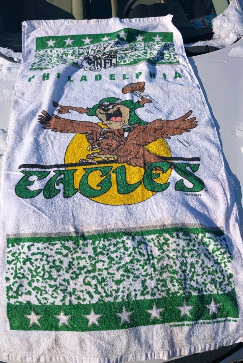 Vintage Philadelphia Eagles Taz Looney Tunes Towel By Gold's Inc Extremely Rare
