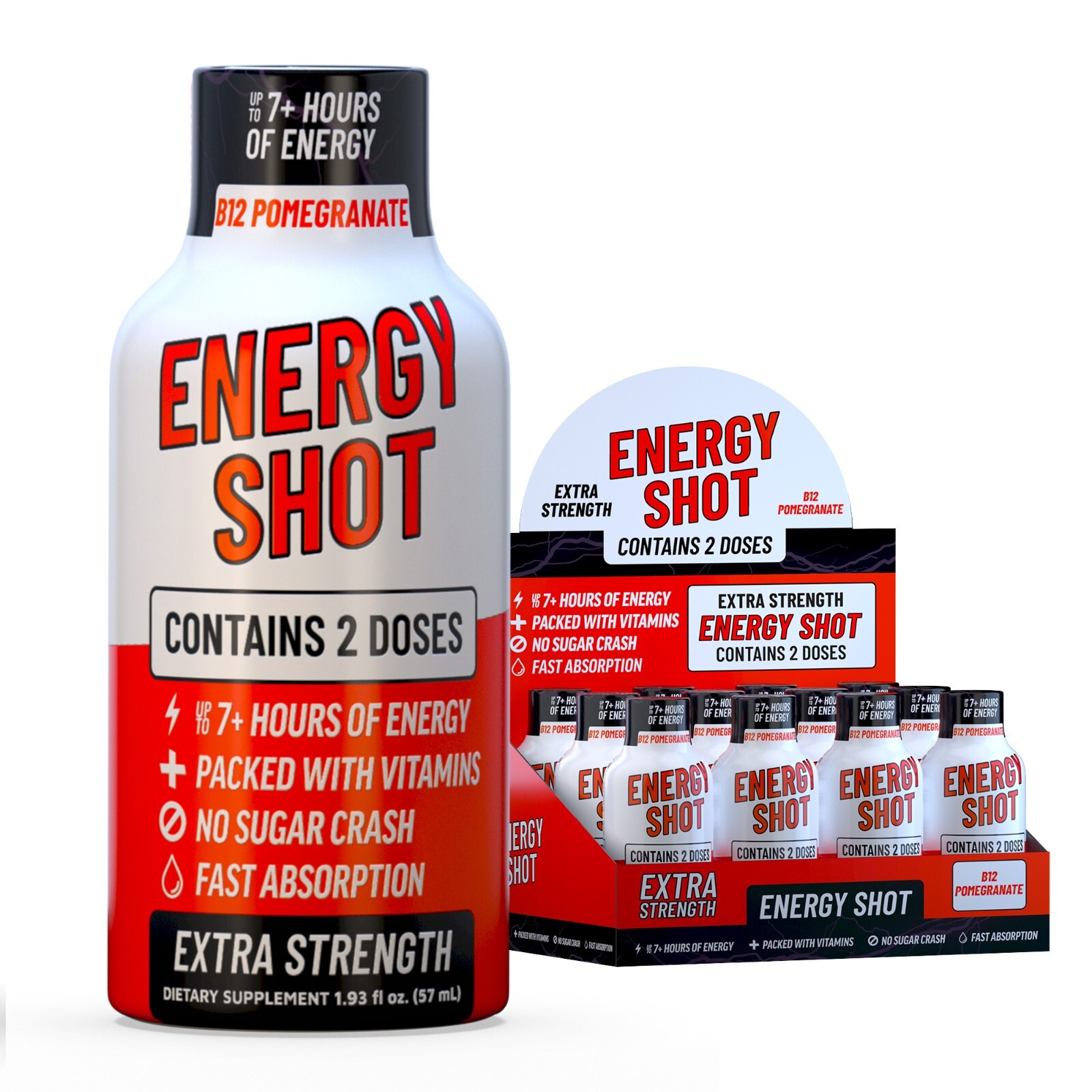 (12 Pack) GAQ B12 Energy Shots, Pomegranate, Energy Lasts Up to 7+ Hours (12 Pack) GAQ B12 Energy Shots, Pomegranate, Energy Lasts Up to 7+ Hours