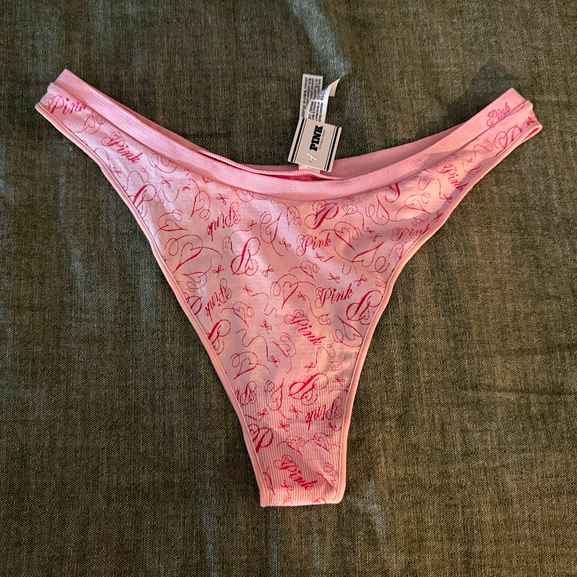 PINK Victoria\'s Secret Logo Cotton Thong PINK Victoria\'s Secret Logo Cotton Thong