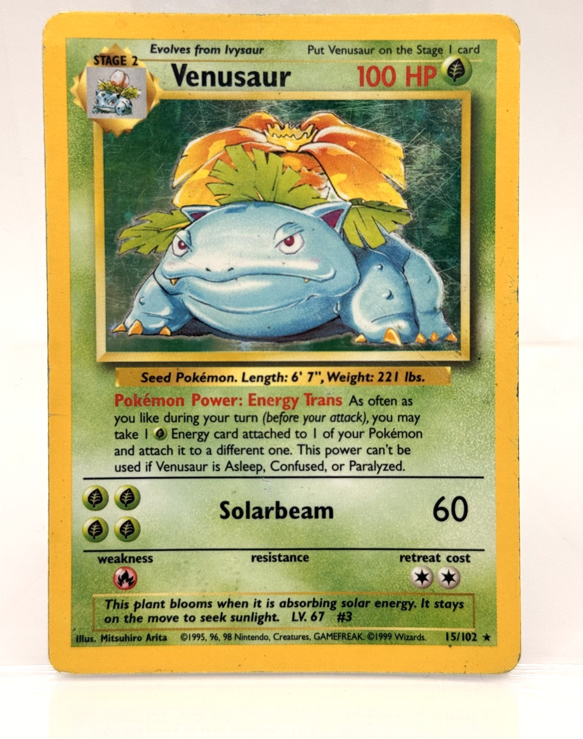 1999 Venusaur 🌿 15/102 Holo Rare Base Set Unlimited WOTC Pokemon MP 1999 Venusaur 🌿 15/102 Holo Rare Base Set Unlimited WOTC Pokemon MP