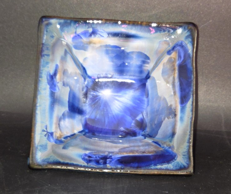 Vtg Bill Campbell Studio Pottery Signed 2019 Crystalline Glaze Square