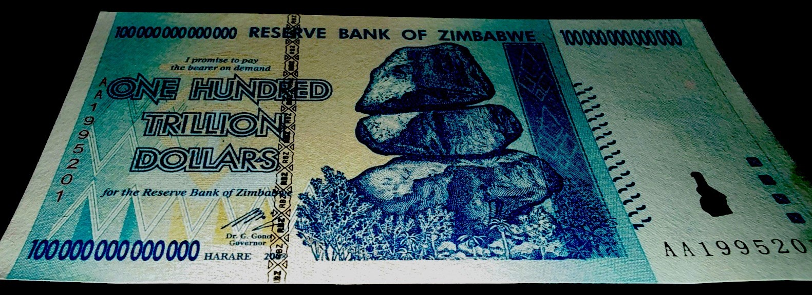 Zimbabwe 100 Trillion Dollars 2008 AA P-91 Banknote New UNC Zim Currency w/COA