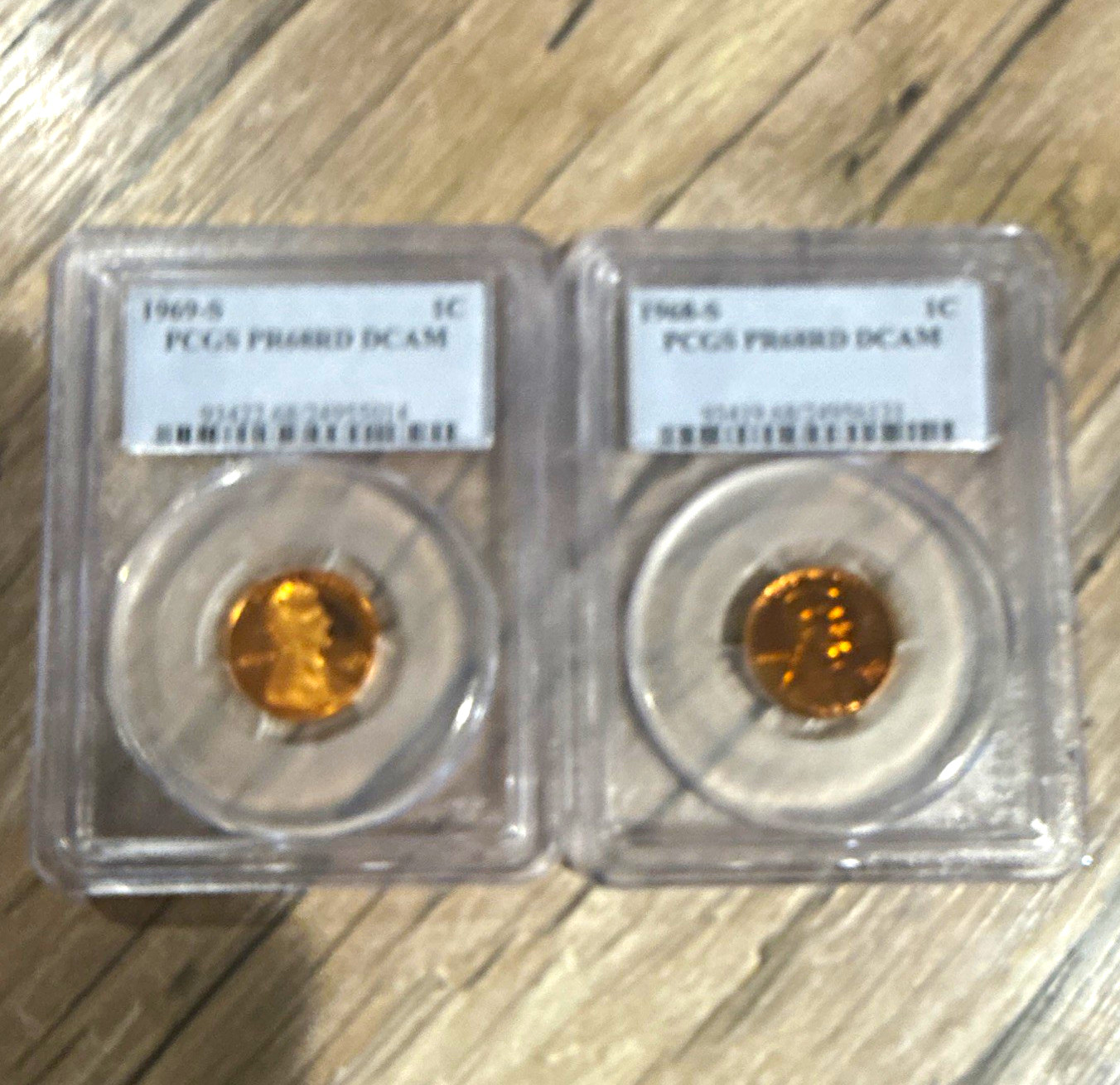 PCGS PR68RD DCAM 1968-S & 1969-S Lincoln Memorial Proof Small Cents (2) PCGS PR68RD DCAM 1968-S & 1969-S Lincoln Memorial Proof Small Cents (2)