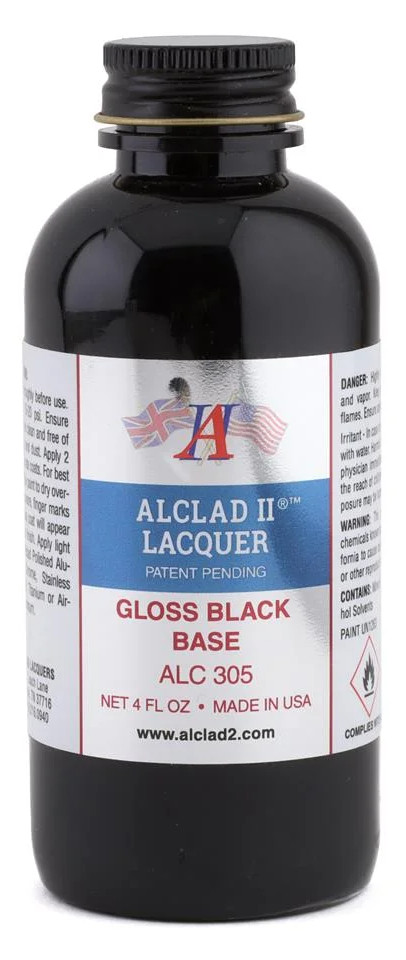 Alclad II ALC-305 Gloss Black Enamel Base Primer Paint 4oz - US Fast Ship