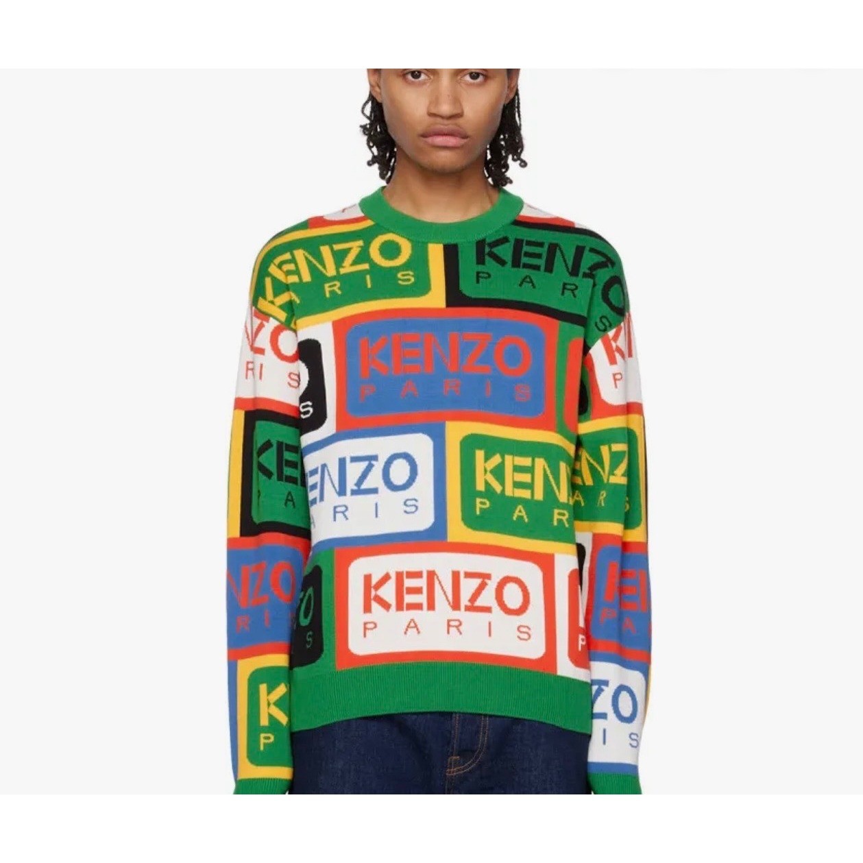 Kenzo Colorblock Logo Jacquard Knit Nigo Era Mens Jumper