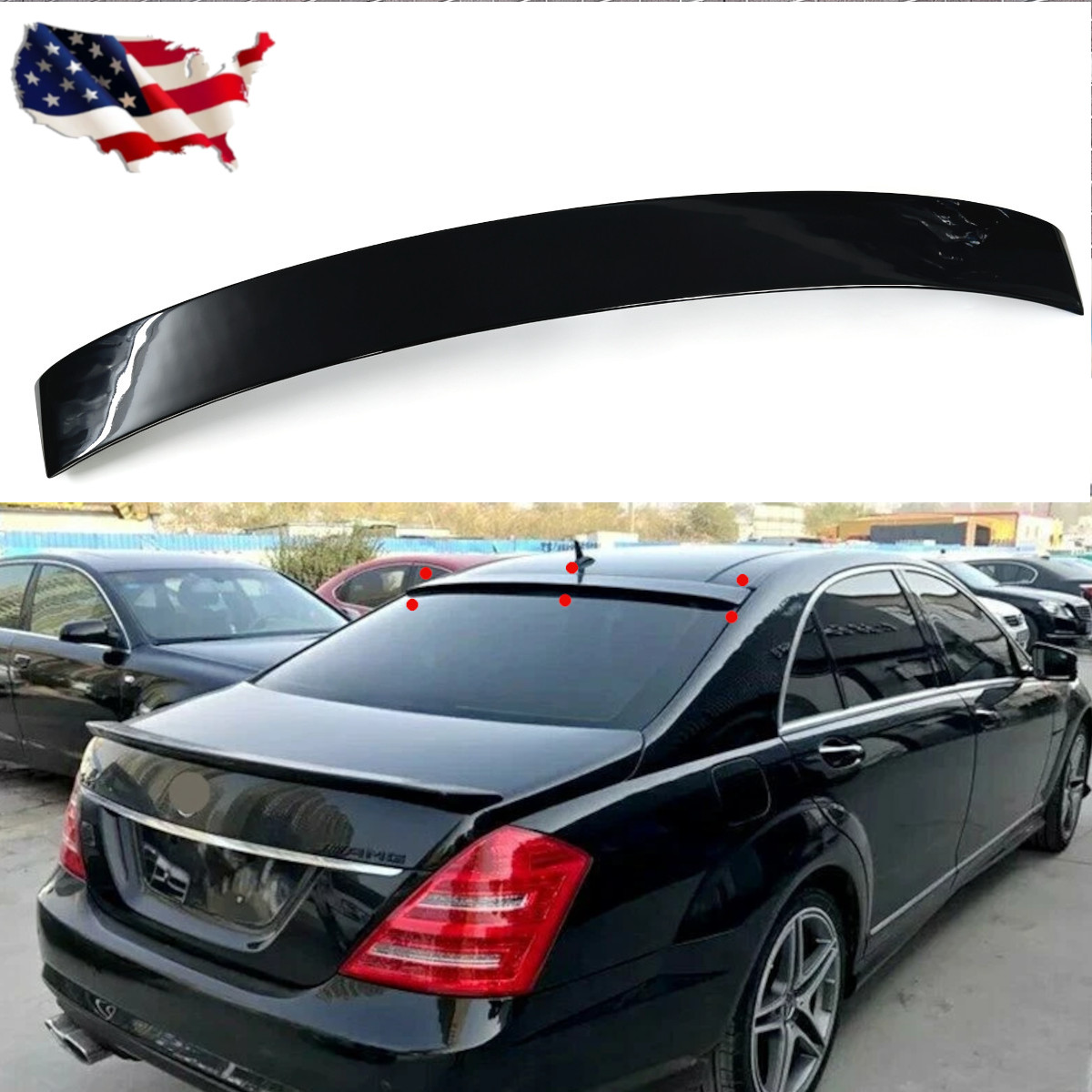FOR MERCEDES S CLASS W221 S500 S550 07-13 GLOSS BLACK REAR ROOF SPOILER WING
